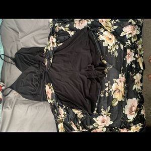 Black romper with floral skirt